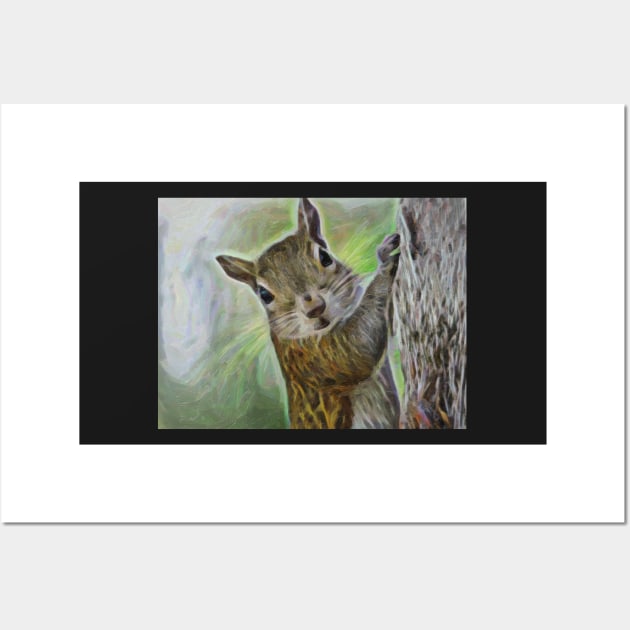 Staring Squirrel Digital Painting Wall Art by jillnightingale